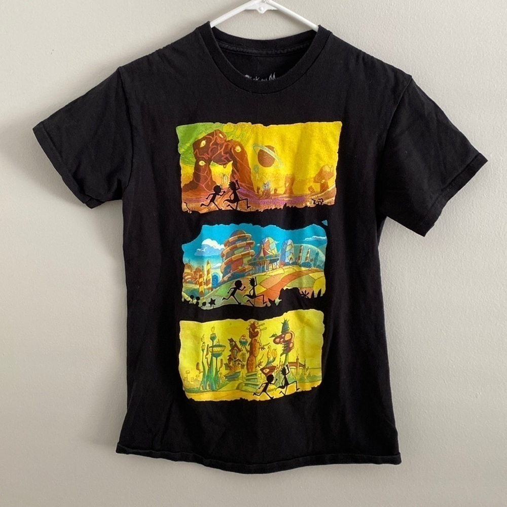 Rick & Morty adult swim black graphic T-shirt